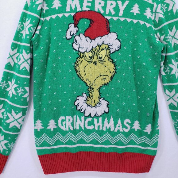 The Grinch Merry Grinchmas Knit Ugly Christmas Crewneck Sweater Large Dr. Seuss - Picture 9 of 16